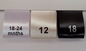 satin size labels