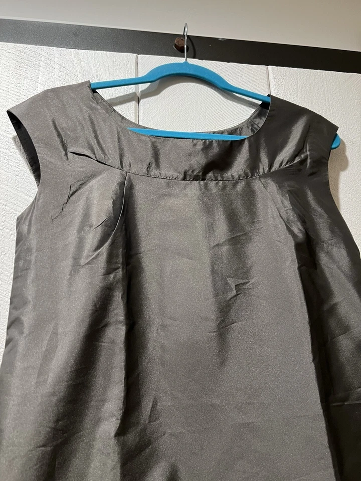Thread Social Taffeta Shift Little Gray 连衣裙女式 2 码涤纶美国制造 — 第 2/4 张图片