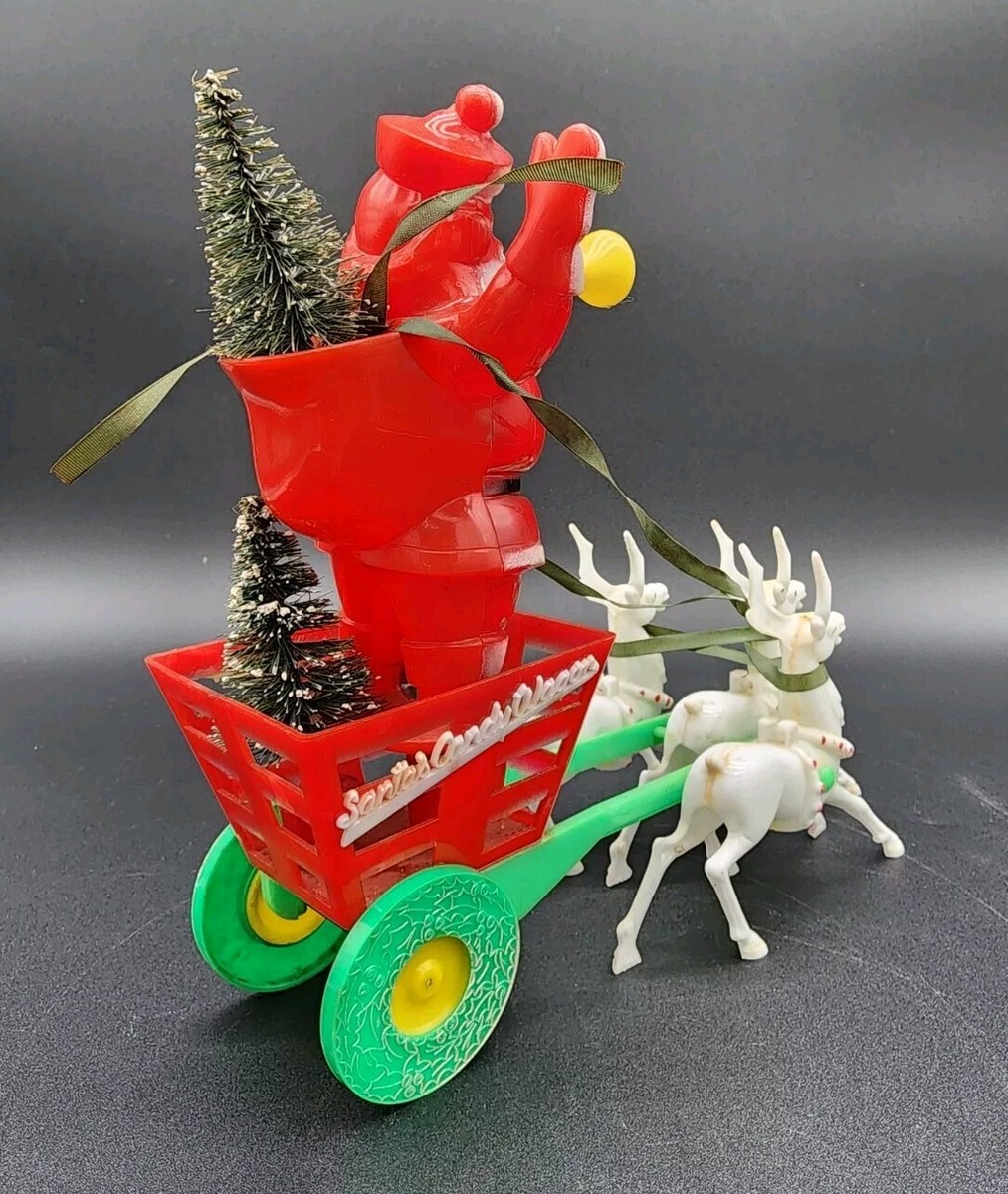 Vtg 1950s ROSBRO ROSEN Santa's Candy Wagon Christmas Reindeer