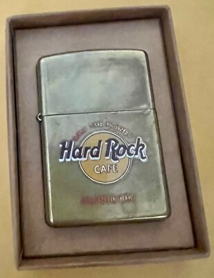 1998 Brass Zippo Lighter - Hard Rock Cafe - Atlantic City | eBay