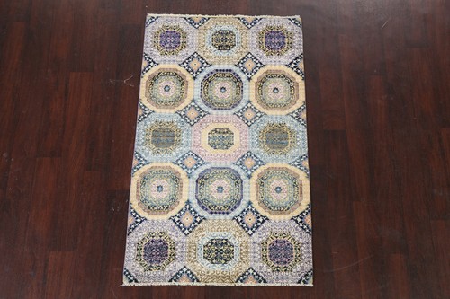 Vegetable Dye Geometric Oriental Area Rug Hand-knotted Foyer Carpet 3x5 - Picture 2 of 12