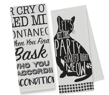 2 Cat Kitchen Towel Fun Dish Towels with Funny Sayings Cats Themed Dishtowel Set