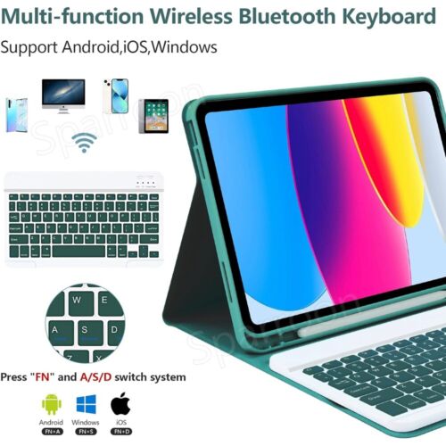 Bluetooth Keyboard Case Cover For iPad 5/6/7/8/9/10/11th Gen Air 3 4 5 6 Pro 11 - Picture 37 of 82