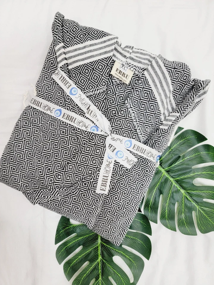 Bata de Lujo Unisex Albornoz 100% Algodón Multicolor Auténtica Bata Turca Foto 4 de 4