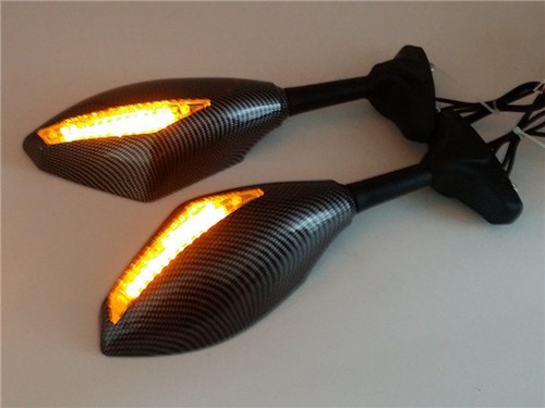 Carbon Integrated Sport Racing Arrow Turn Signal Side Mirror Street Bike Custom - Picture 12 of 12
