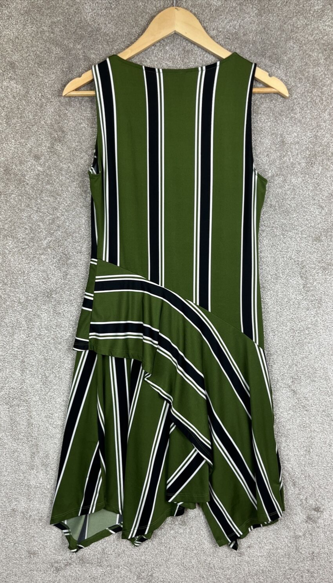 Bar III Dress Womens Small Green Stripe Sleeveless Pullover Stretch- 7628