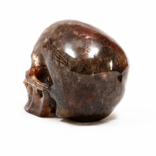 Calavera de cristal de cuarzo de fuego de hematita - piedra grande tallada a mano de cristal de 5" - Imagen 3 de 9