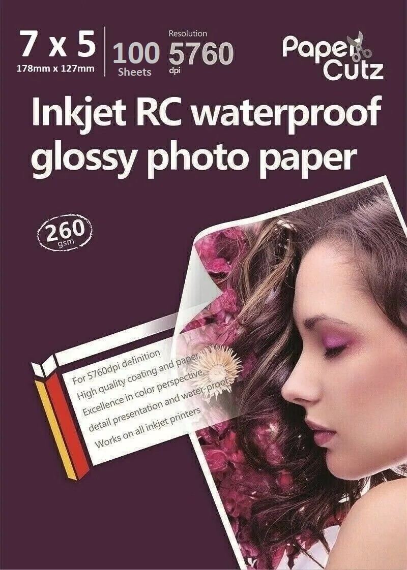 7"" x 5"" Gloss Inkjet Photo Paper 260GSM Resin Coated - 100 Sheets