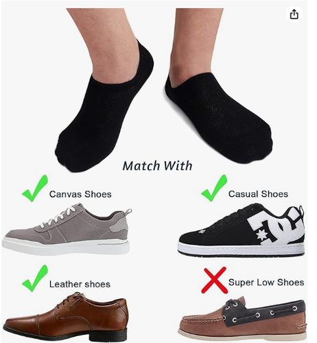 8 Pairs Men’s Socks No Show Socks 9-11 Invisible Low Cut Cotton Black Non Slip - Picture 4 of 6