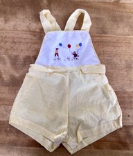 VTG Gender Neutral BO PEEP Baby Sunsuit, Cotton Yellow Checked-Embroidered Bib