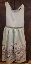 GIRLs Size 10 SUMMER DRESS Bonnie Jean Soft Mint Green Floral Jeweled Waist NWT