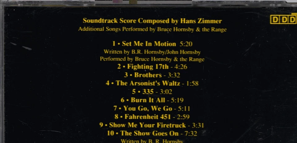 BACKDRAFT - ORIGINAL SOUNDTRACK CD HANS ZIMMER  MILAN AMERICA - - Bild 2 von 2