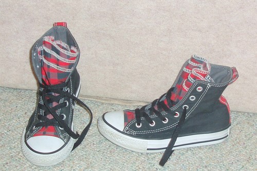 black and red checkered converse