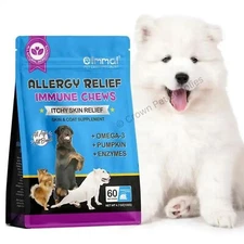 Dog Allergy Itch Relief & Immune Chews for Dogs with Omega 3 Itchy Skin 60 Pcs