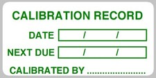 Calibration Record Label Test Stickers Electrical Labels 50 x 25mm WHITE POLY