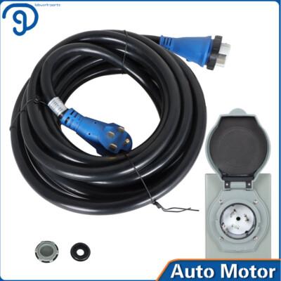 25/30/50FT 50 Amp Generator Cord and Power Inlet Box Waterproof Combo Kit ETL
