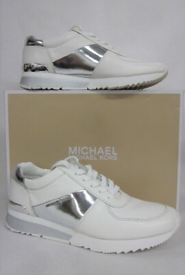 michael kors white and silver sneakers