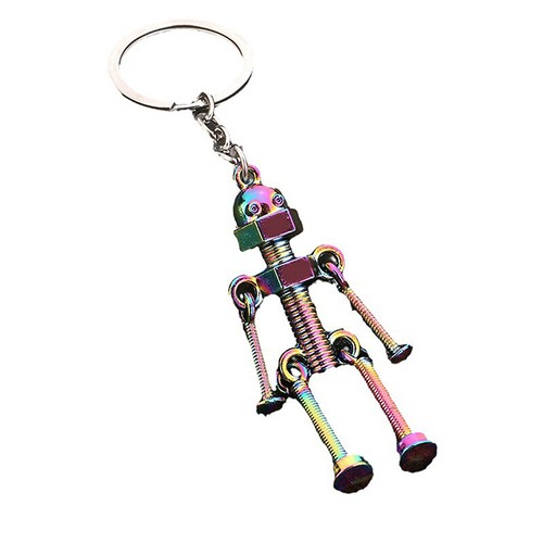Funny Robot Keychain Metal Screw Body Keyring Bag Pendant Charms Car Key Holder - Picture 2 of 11