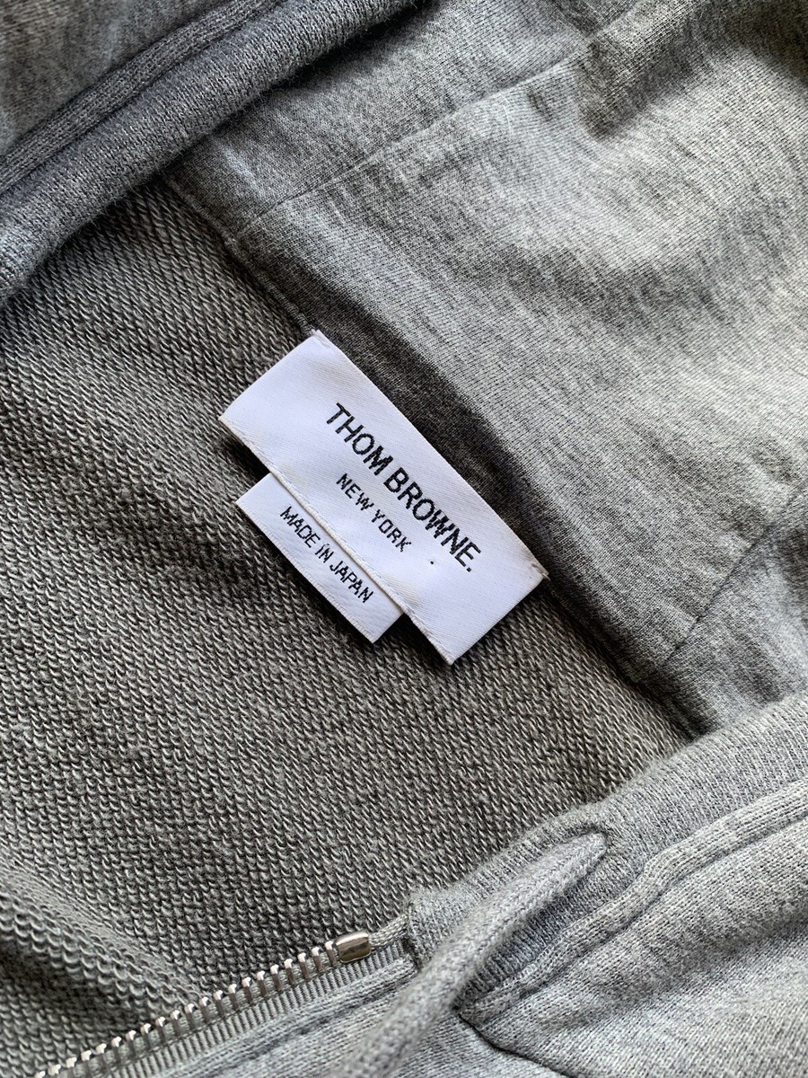 Tシャツ・カットソー THOM BROWNE Men Hoodies MJS245A07323 055 Grey Thom Browne Grey - 4 Bar Zip Up Jersey Hoodie - Size 1
