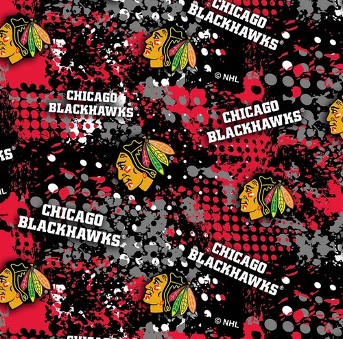 BTHY NHL Ice Hockey Chicago Blackhawks Pucks Allover Cotton Fabric By 1/2 Yard - Picture 2 of 7