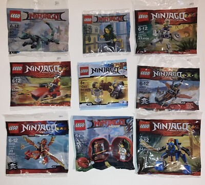 LEGO NINJAGO Polybags Lot x9 5002144 Garth, 30292 Jay, 30423 Anchor-Jet  more 673419218122|