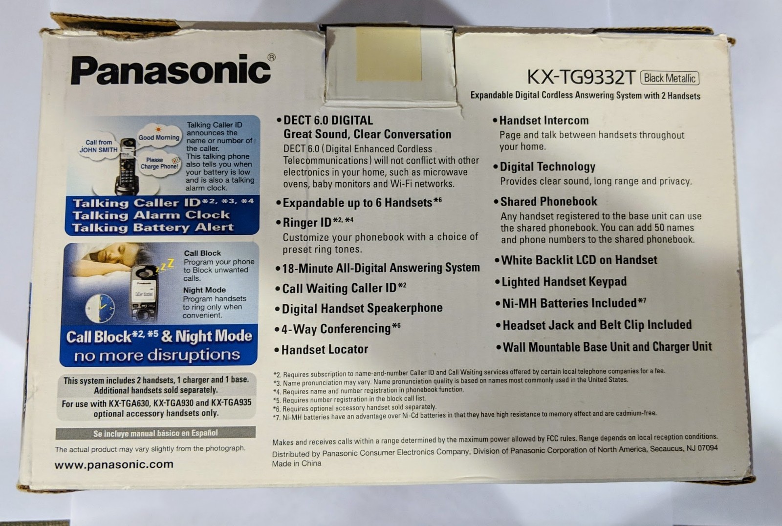 Panasonic KX-TG9332T 1.9 GHz Dual Handsets Single Line Cordless Phone | eBay