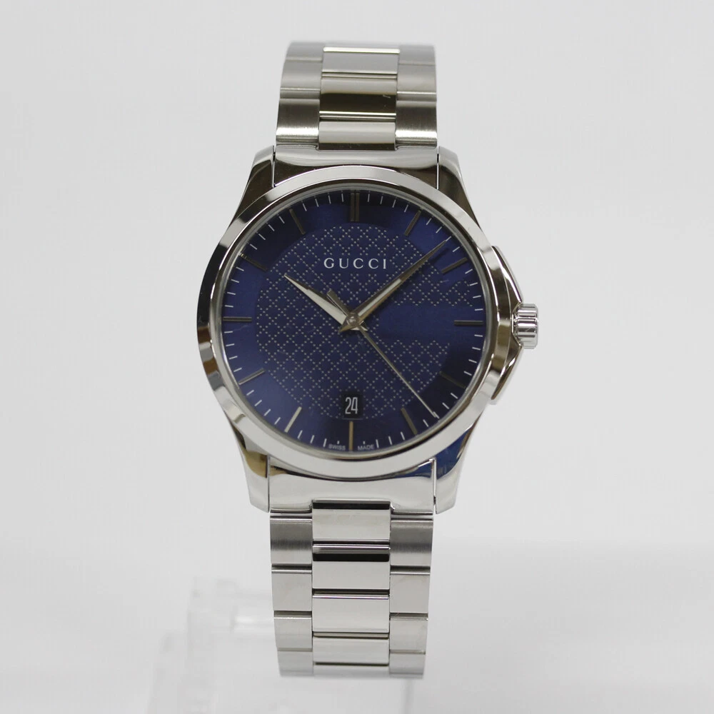 GUCCI G TIMELESS YA126440 analogique quartz saphir cristal bleu argent