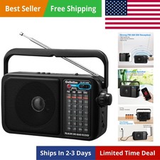Radio Portable AM FM with Bluetooth Loud Speaker, Radio Plug in Wall or Batte...