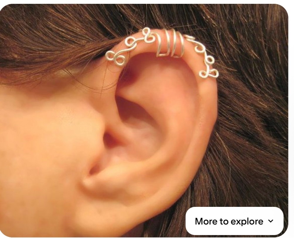 Lindo puño de oreja rizado de hiedra de plata esterlina sin piezas hélice superior elfo pixie lindo