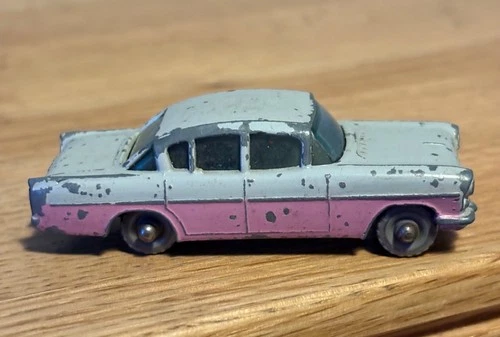 VINTAGE MATCHBOX CARS  -   1958 VAUXHALL CRESTA CAR  -  GREY / PINK  - No 22