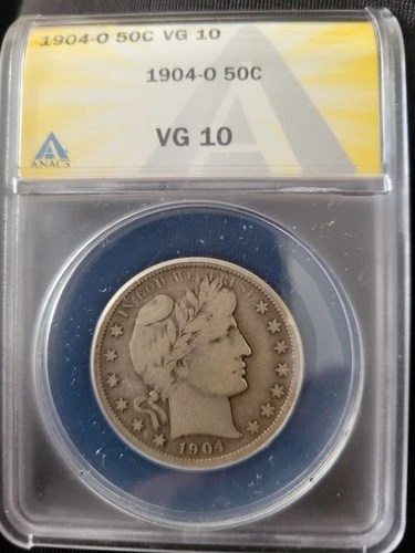 1904-O 50C Barber Half Dollar ANACS VG10 Details