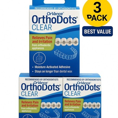 OrthoDots CLEAR 3 Pack Moisture Activated Silicone Wax Alternative 16 Ea