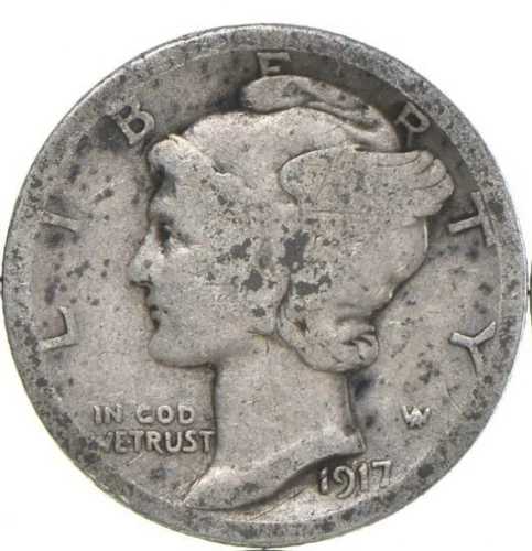G+ 1917-D Mercury 90% Silver Dime