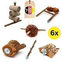 Vogelspielzeug Set 6X Wellensittich Nymphensittich VogelzubehöR Kork