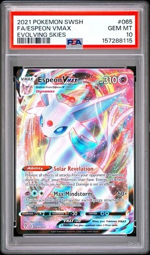 2021 Pokémon SWSH FA Espeon VMAX Evolving Skies 065/203 PSA 10