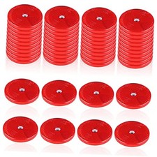 48 Pcs Front Reflector Round Reflector for Driveway Fence Gate Posts Red