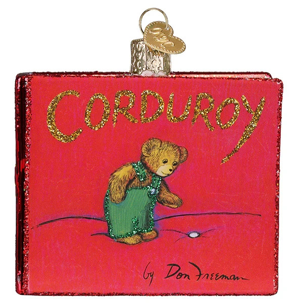 Old World Christmas CORDUROY BOOK (44298) Glass Ornament w/OWC Box