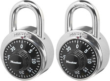 Combination Padlock Black 1500T Lock, 3-Digit Combination, 2-Pack for Gym and