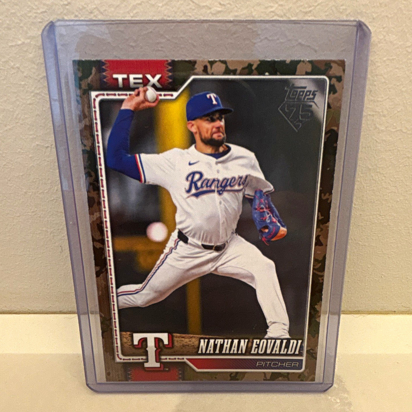 Topps Series 2 2026 Nathan Eovaldi Texas Rangers Camo /25 #355