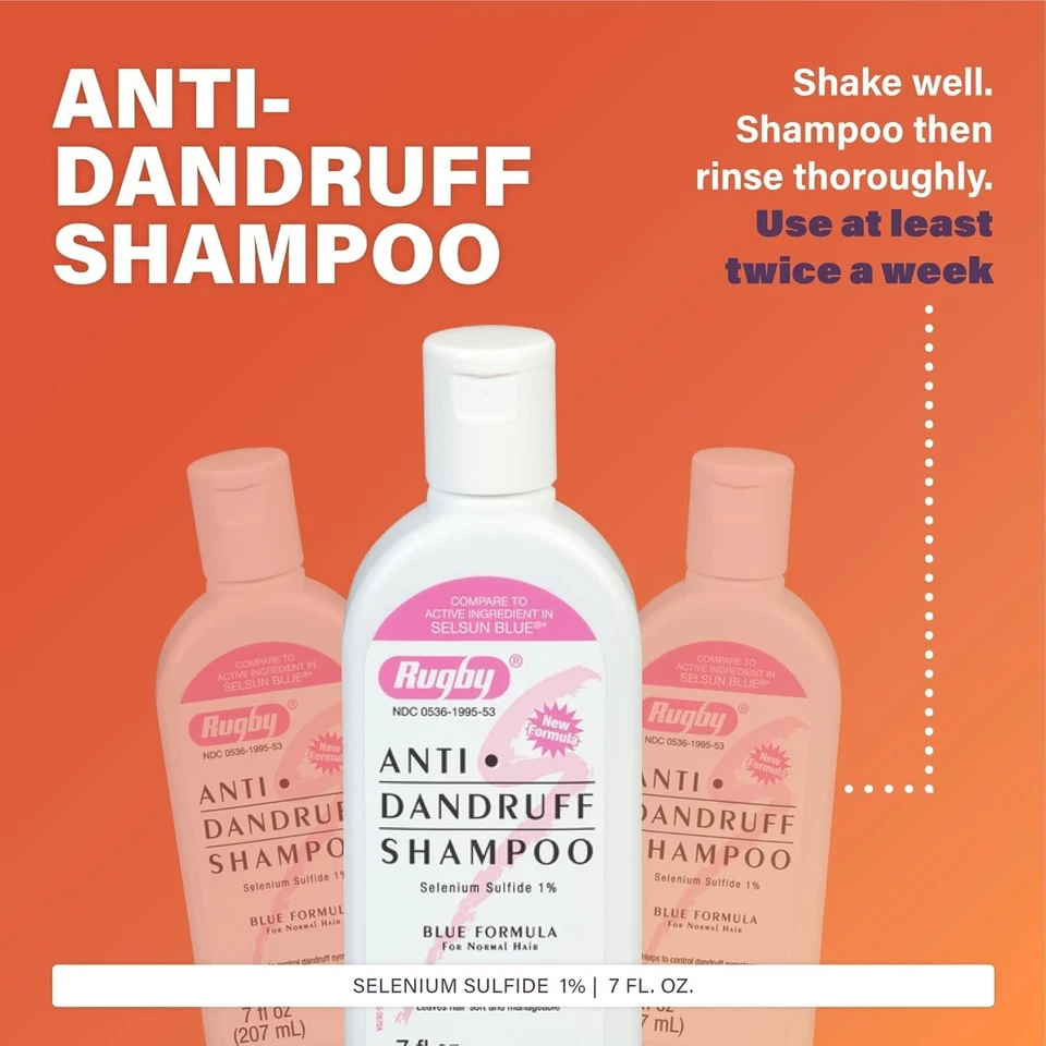 2 Pack Rugby Selenium Sulfide Anti Dandruff Shampoo 7 Oz (207 ml) Fast Shipping - Image 2 of 4