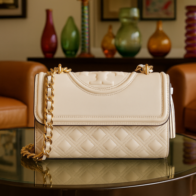 NEW Tory Burch Fleming Ivory Leather Small Convertible Crossbody