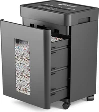 Heavy Duty Paper Shredder Micro-Cut High Security Level P-4/12 Sheets 10-Minu...