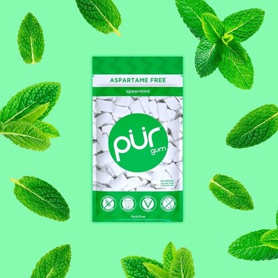 PUR Aspartame Free Spearmint Chewing Gum 100% Xylitol Natural Flavor 55 Pieces