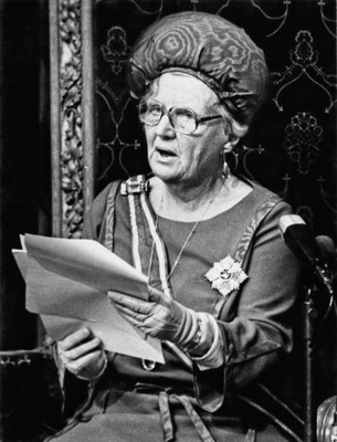 Queen Juliana of Netherlands seen here making her speech during op - Old Photo