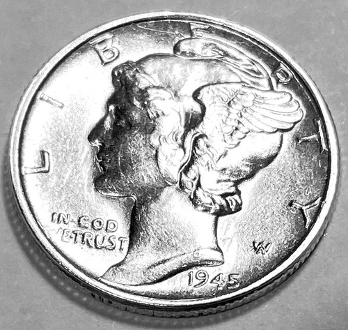 1945 P MERCURY DIME SUPERB GEM BU +  No Reserve  *J2037