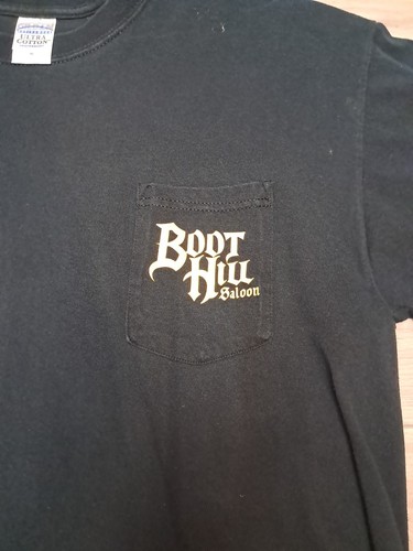 Boot Hill Saloon Black Mens XL Pocket Shirt Gildan Ultra Cotton Tag Bike Cards - Picture 13 of 20