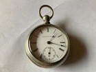 Elgin Natl Watch Co 18s good gilt KW pocket watch 1886silveroid case
