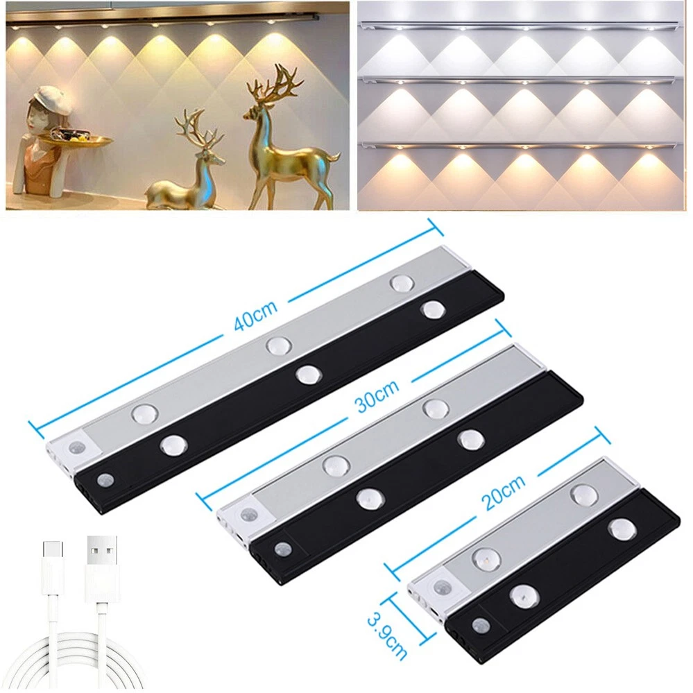 Sensor LED Lámpara empotrada Lámpara de armario Luz nocturna con detector de movimiento Cocina USB