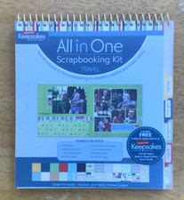 NIP KEEPSAKES ALL IN ONE SCRAPBOOKING KIT TRAVEL Pattern Papers, Cardstock, Rub-