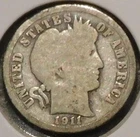 Silver Dime - Barber - 1911 (Album toned, with the reverse darker.) [213]